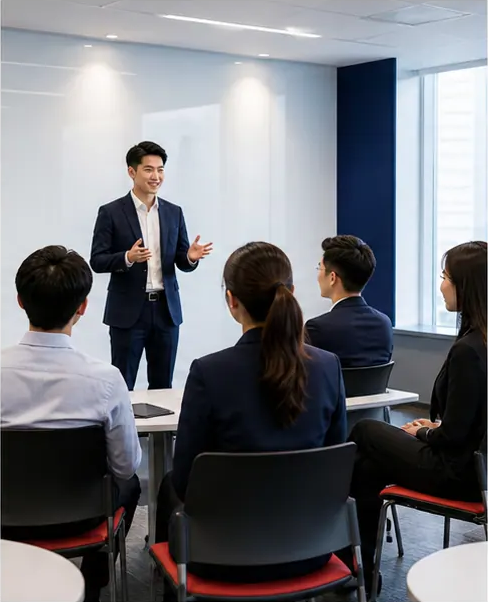Interview preparation workshop in a finance classroom