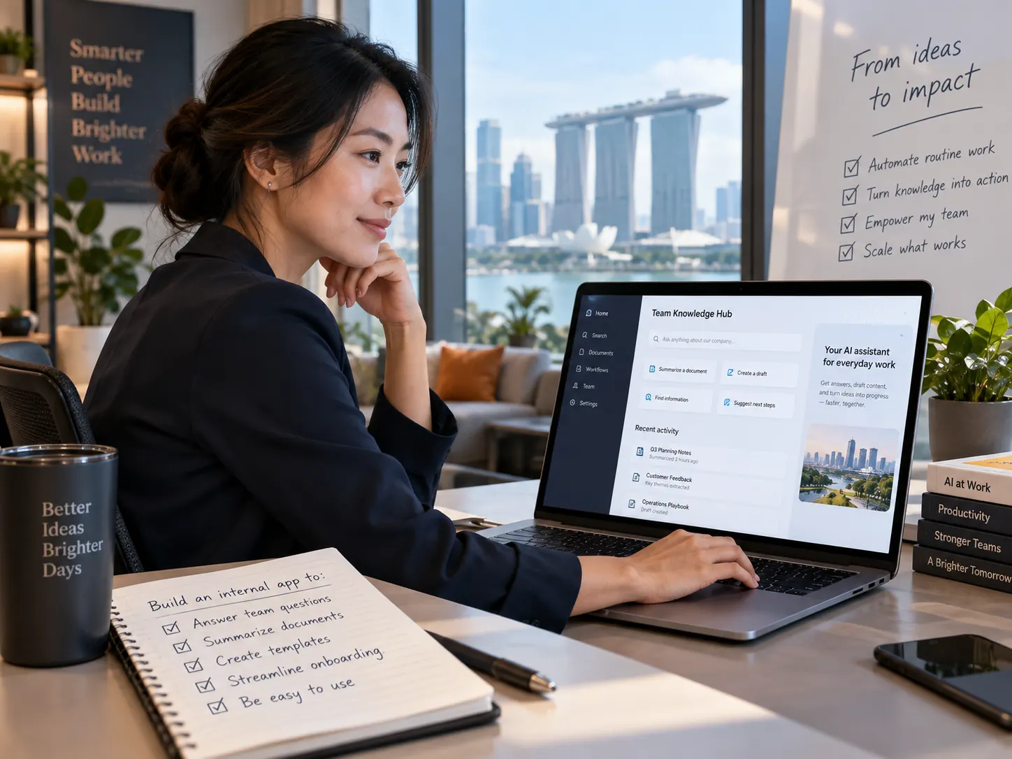 Business owner reviewing a focused internal application