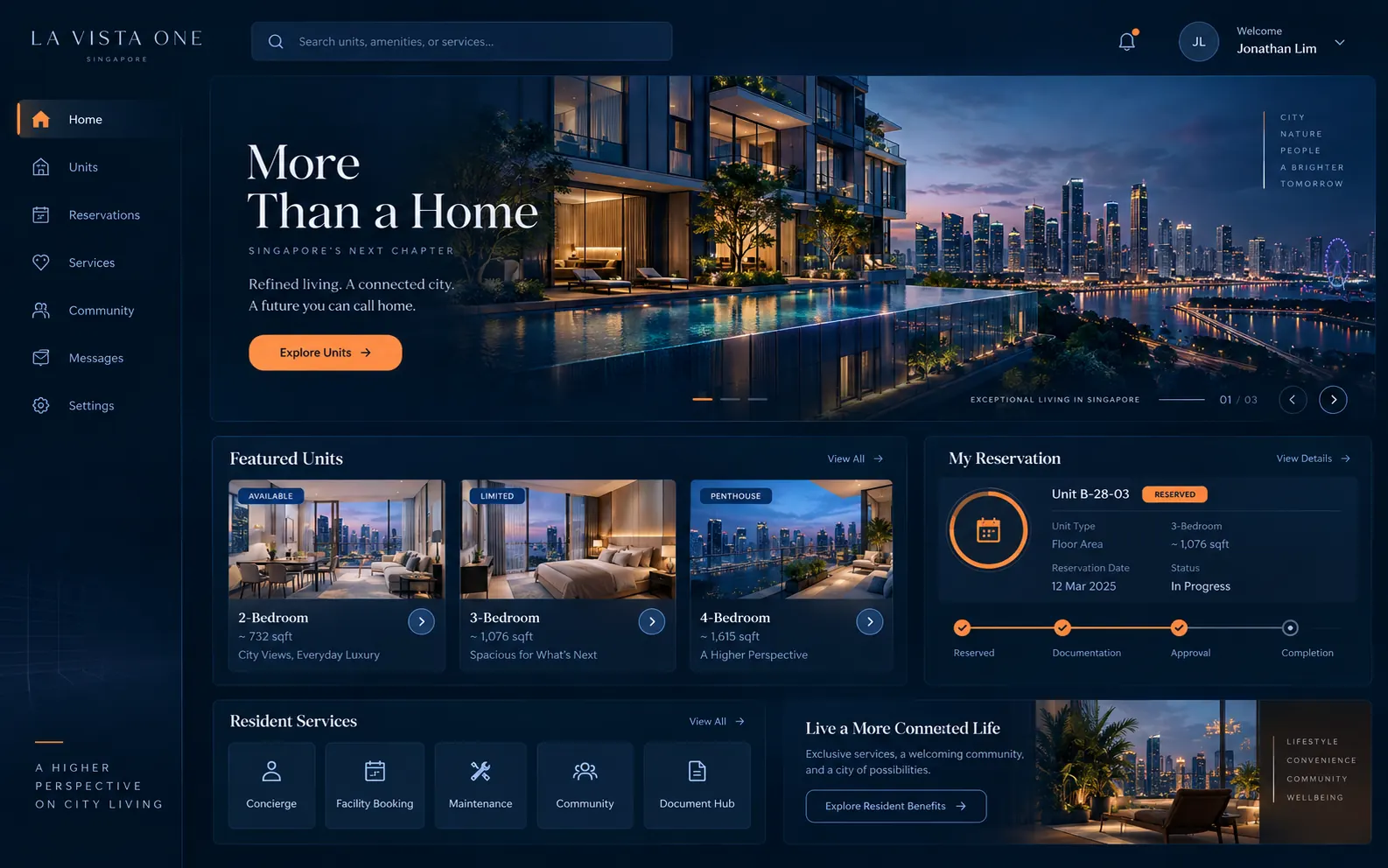 The completed La Vista One application interface